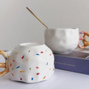 Axyaa 350ML Ceramic Coffee Cup with Bread Knot Handle - White