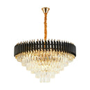 Axyaa Gold Body Black Metal Crystal Chandelier for Elegant Home Lighting