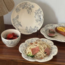 Axyaa Blue Floral Deep Plate - Elegant Medieval Style for Desserts and Salads