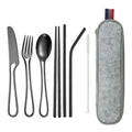 Axyaa Stainless Steel Portable Travel Dinnerware Set with Straw Pouch and Cutlery