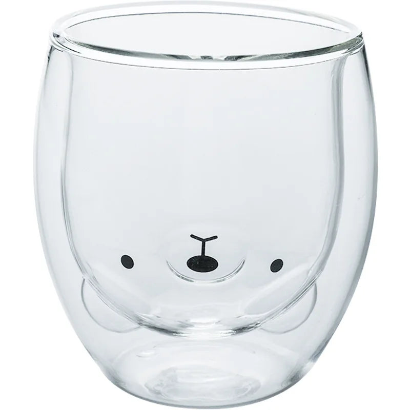 Axyaa Animal Design Double Wall Glass Mug - Perfect Gift