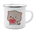 Axyaa Cat Enamel Coffee Mug - Unique Funny Tea Cup for Travel and Home