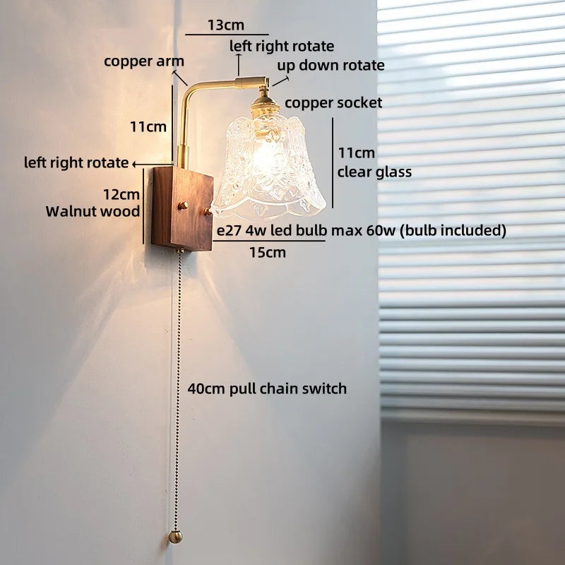 Axyaa Clear Glass LED Wall Light Fixture for Modern Nordic Design