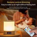 Axyaa LED Table Lamp Clock Dimmable Night Light Remote Touch Display