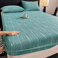 Axyaa Carved Striped Milk Velvet Fitted Sheet - Soft & Warm Winter Mattress Cover