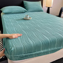 Axyaa Carved Striped Milk Velvet Fitted Sheet - Soft & Warm Winter Mattress Cover