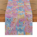Axyaa Abstract Cat Table Runner for Farmhouse Dining Decor