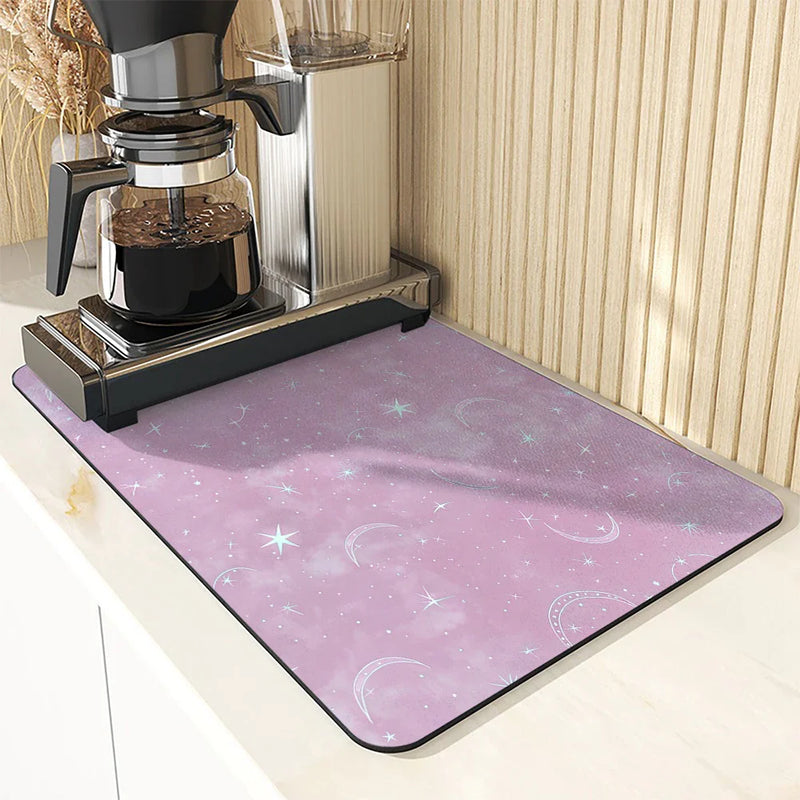 Axyaa Star Space Absorbent Mat: Antiskid, Quick Dry, Draining Coffee & Dish Drying Mat