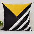 Axyaa Black Yellow Alphabet Letter Cushion Cover - Square Polyester Pillow Case