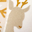Tufted Embroidered Christmas Cushion Cover, Beige & Gold Milu Deer Design, Axyaa Brand