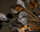Axyaa Lunaria Brass Leaf Chandelier: Modern Ceramic Pendant Light