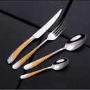 Axyaa Gold Plated Stainless Steel Cutlery Set Western Tableware Fork Spoon