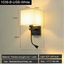 Axyaa LED USB Bedside Wall Lamp 3W Spot Light Fabric Modern Indoor Lighting