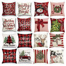 Axyaa Red Christmas Pillow Covers 18x18 - Merry Tree Plaid Snowflake Decor