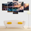 Axyaa Nature Scenic Morning Wall Art Poster Set - 5 Piece Canvas Home Decor