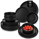 Axyaa Stoneware Black Reactive Glaze Dinnerware Set, Microwave Safe Plates & Bowls