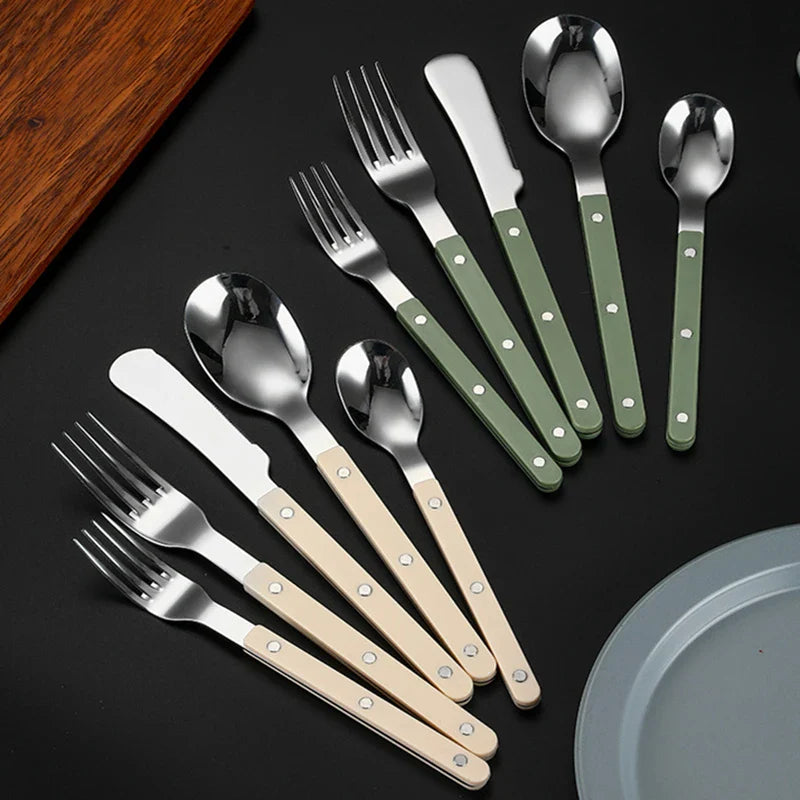 Axyaa Stainless Steel Cutlery Set with ABS Handle - 5pcs Flatware Set