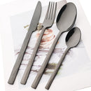 Axyaa 16-Piece Black Stainless Steel Cutlery Set for Western Dining