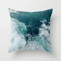 Axyaa Teal Blue Geometric Pillow Cases with Letter Leaves Plant Print, Deer Animal Design.
