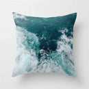 Axyaa Teal Blue Geometric Pillow Cases with Letter Leaves Plant Print, Deer Animal Design.