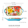 Axyaa Ceramic Steamed Fish Plate - Large Rectangular Binaural Fish Plate