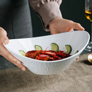 Axyaa Boat Ingot Ceramic Hot Pot Salad Bowl Set for Restaurant and Hotel
