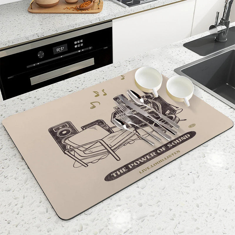 Axyaa Diatom Mud Kitchen Drain Pads - Absorbent Tableware Draining Mat