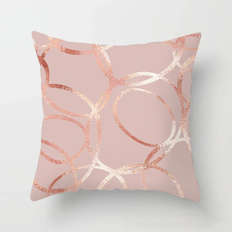 Axyaa Pink Geometric Print Decor Pillow Cover for Modern Luxury Home