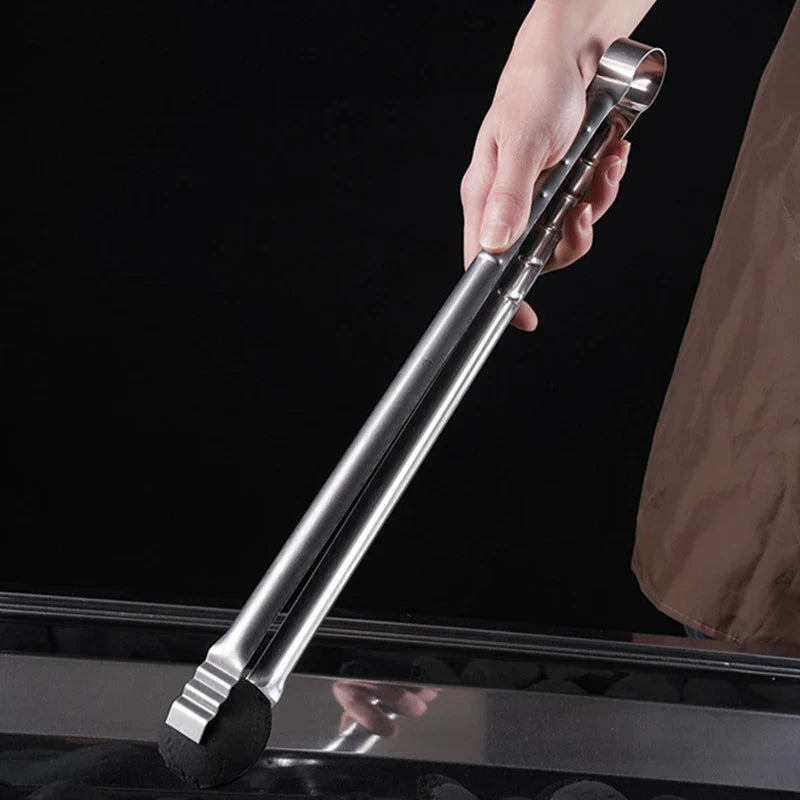 Axyaa Stainless Steel Long Handle Food Tongs: Non-Slip, Multipurpose Kitchen Gadget