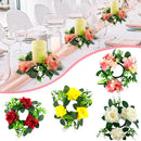 Axyaa Rose Floral Candle Rings Wreaths: Spring Artificial Rose Wreath for Home Decor