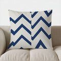 Blue & White Chevron Pattern Pillow Cover for Sofa, Bedroom, Car - Axyaa Brand