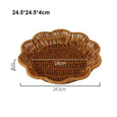 Axyaa Rattan Wicker Serving Baskets Set Tabletop Display Handle 10 Styles Khaki