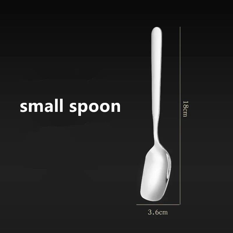 Axyaa Stainless Steel Square-headed Soup Ladle and Dining Spoon
