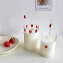 Axyaa Strawberry Glass Cup: 300ml Creative Cute Design With Straw