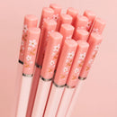Axyaa Pink Flower Chopsticks Set - Non-slip PET Plastics Chinese Tableware