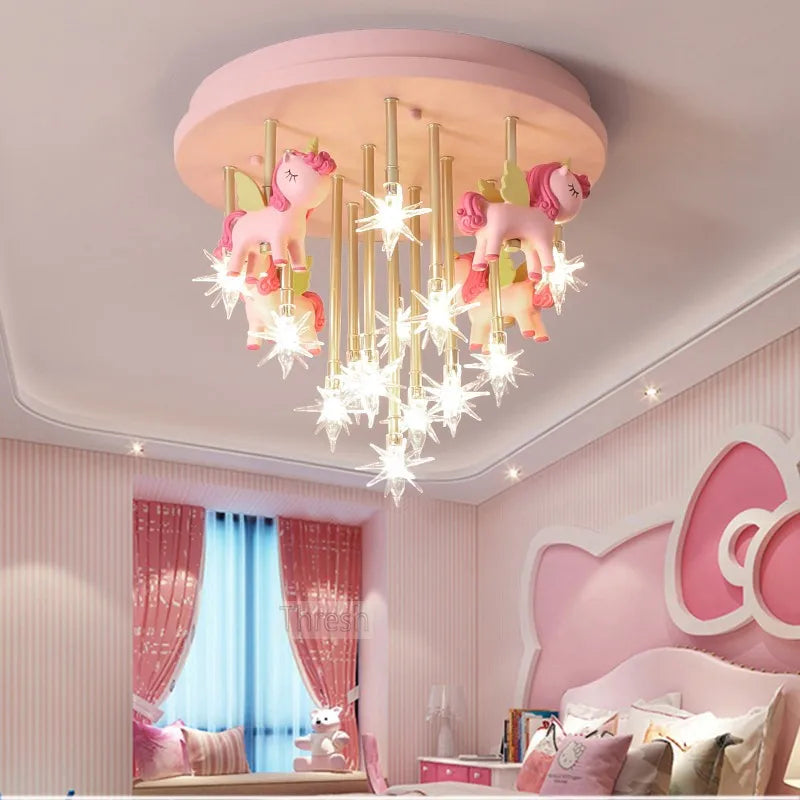Axyaa Star Animal Ceiling Light for Kids Rooms - Kawaii Room Decor