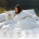 Axyaa King Size Luxury Feather Down Comforter, Ultra-Soft Cotton Blend, High Fill Power