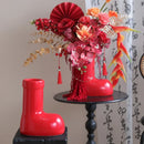 Axyaa Ceramic Red Boots Vase & Ornamental Red/Green Shoes Set - Christmas Gifts