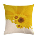 Axyaa Sunflower Pattern Linen Throw Pillow - 45*45cm