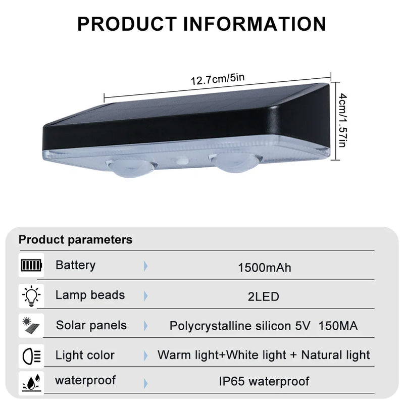 Axyaa Solar Fence Lights: LED Wall Lights, Waterproof, 3 Modes, for Garden, Patio, Pool