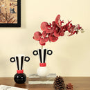 Axyaa Binaural Stripes Ceramic Vase | Geometric Black and White Home Decor