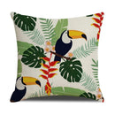 Tropical Birds Linen Pillowcase Set for Decorative Throw Cushions by Axyaa
