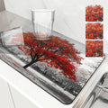 Maple Park Meadow Drying Mat by Axyaa: Non-Slip Absorbent Tableware Mat