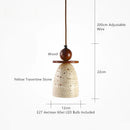 Axyaa Yellow Travertine Wood Pendant Light, LED Hanging Lamp for Dinging Living Room
