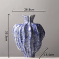 Axyaa Blue White Ceramic Irregular Shape Vase for Plant Flower Arrangement Aesthetic Decor