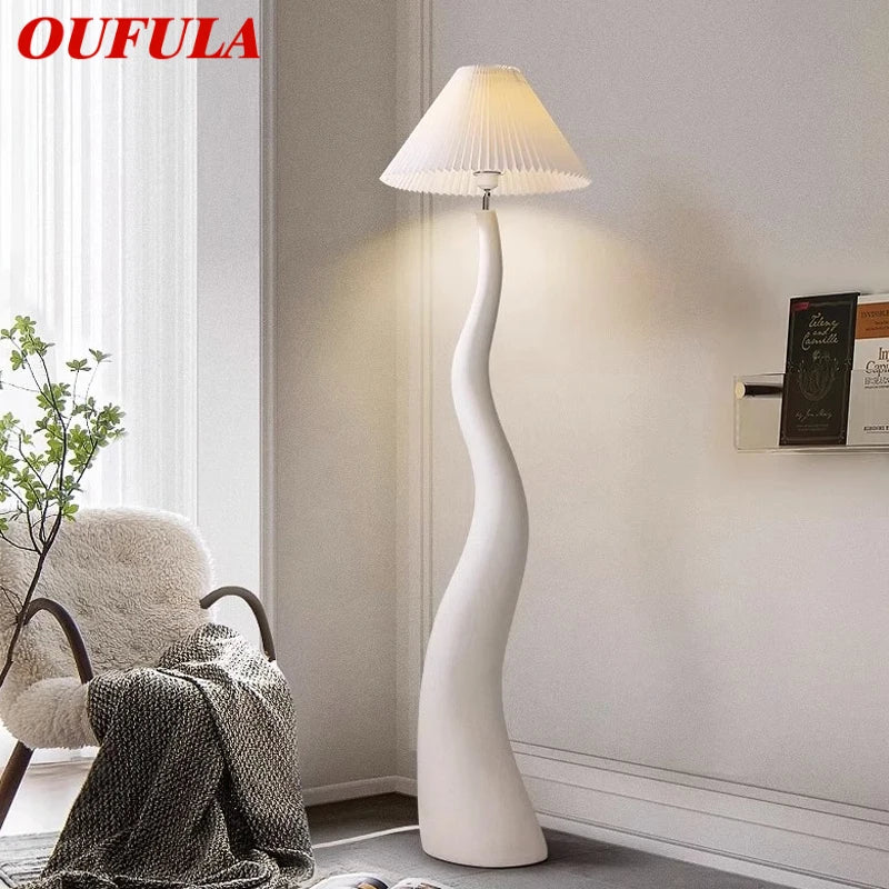 Axyaa Curved Nordic Cream Floor Lamp for Living Room & Bedroom