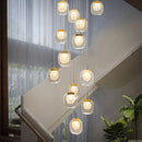 Axyaa Luxury Crystal Staircase Chandelier in Gold for Dining Room & Hallway