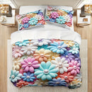 Axyaa Vibrant Floral Print Duvet Cover Set - All-Season Polyester Home Decor