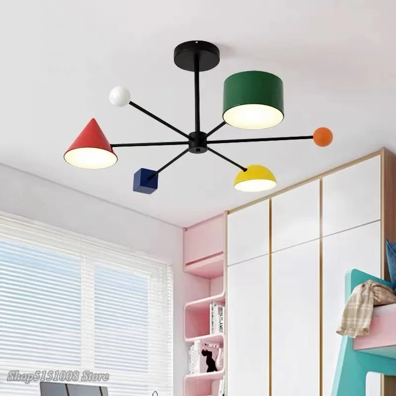 Axyaa Macaron Geometric Chandelier for Restaurant, Nursery, Kitchen Island