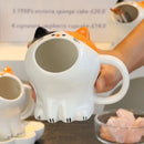 Axyaa Big Mouth Cat Ceramic Mug with Gift Box and Straw